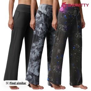 Set/3 Showitty Women Wide Leg Lounge Pants Bundle XL Grey Tie Dye Trousers